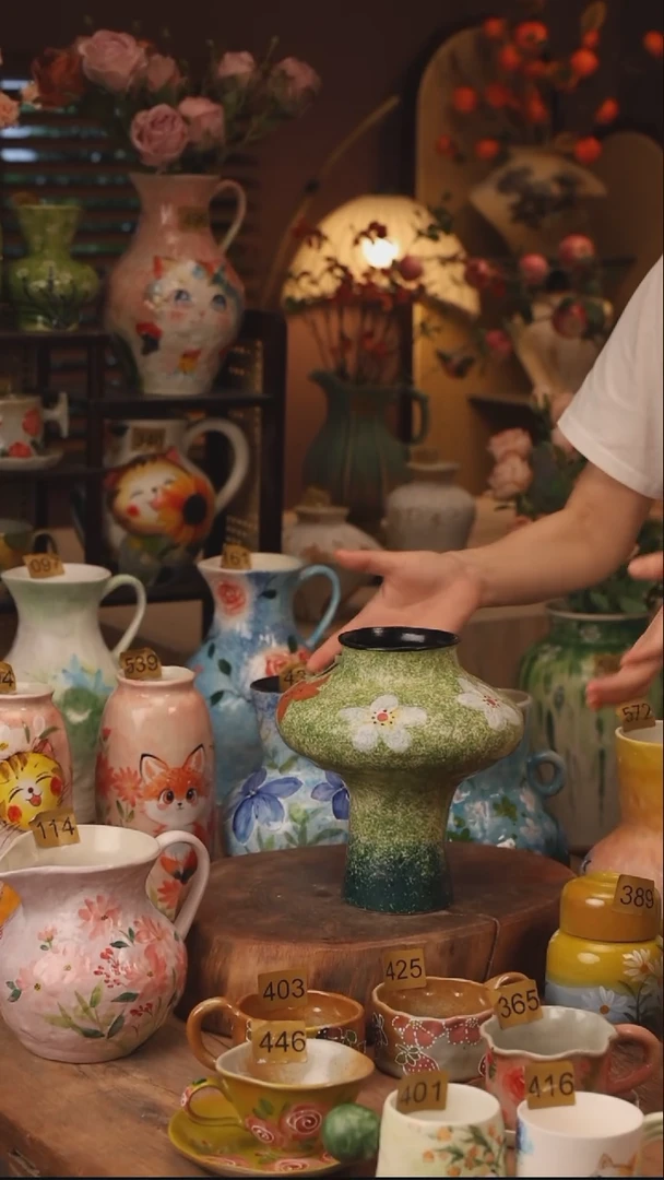 陶瓷515陶瓷花瓶摆件  口径9 高22