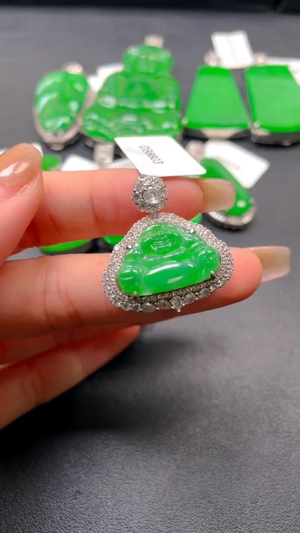 吊坠(不含链)银S925镶嵌翡翠吊坠