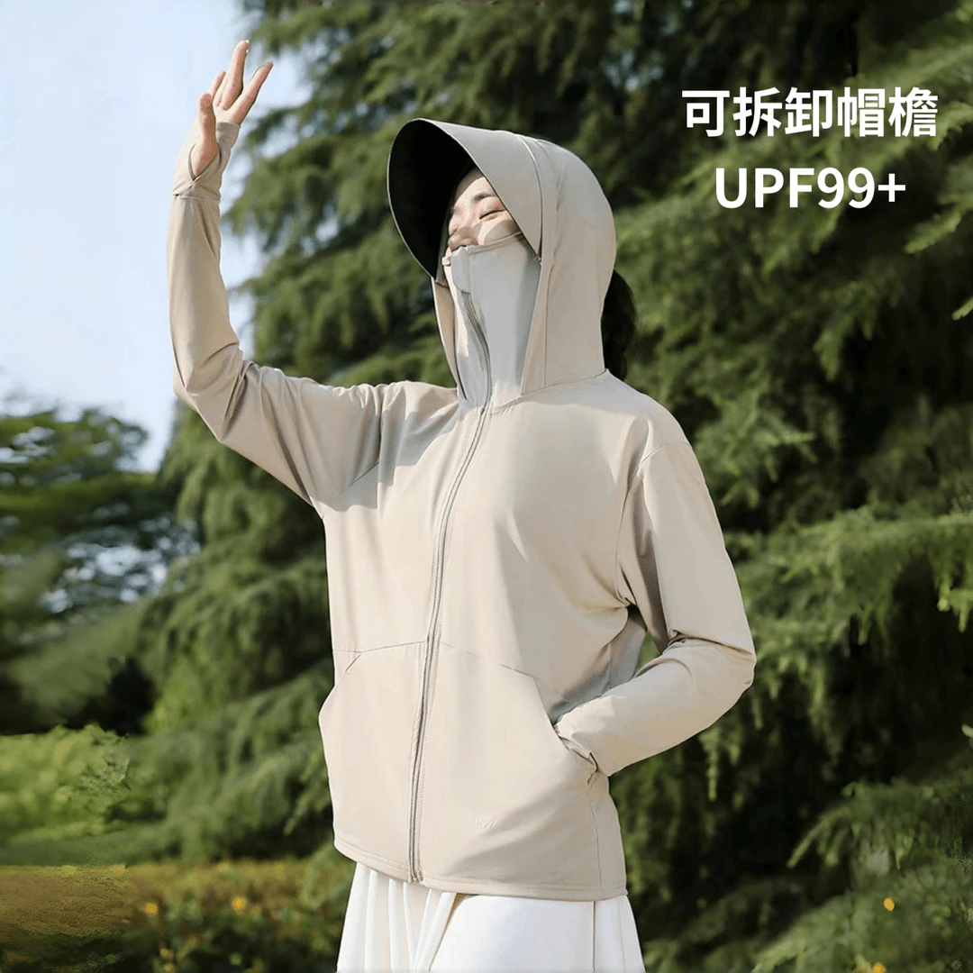 2025新款夏季防晒衣女夏季防紫外线原纱凉感防晒服黑胶帽骑行外套