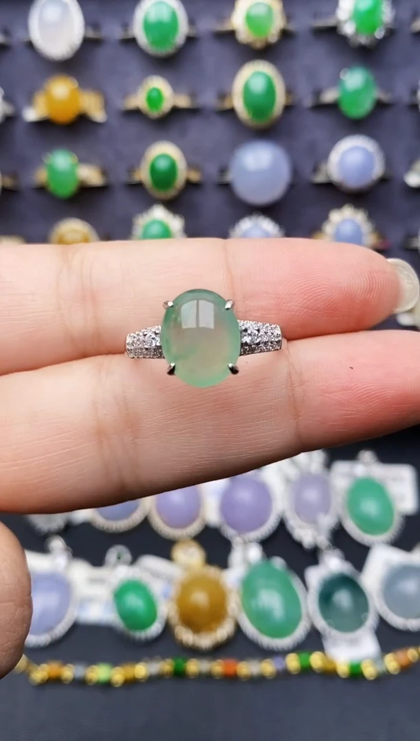 银S925镶嵌戒指翡翠2075