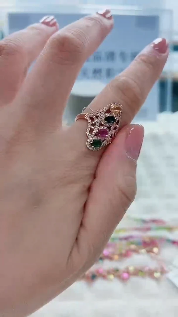 银S925镶嵌戒指碧玺439ZB1115产品一个（多样性）