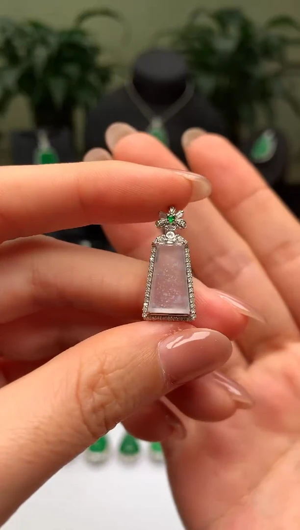 翡翠18K金镶嵌吊坠(不含链)无事牌