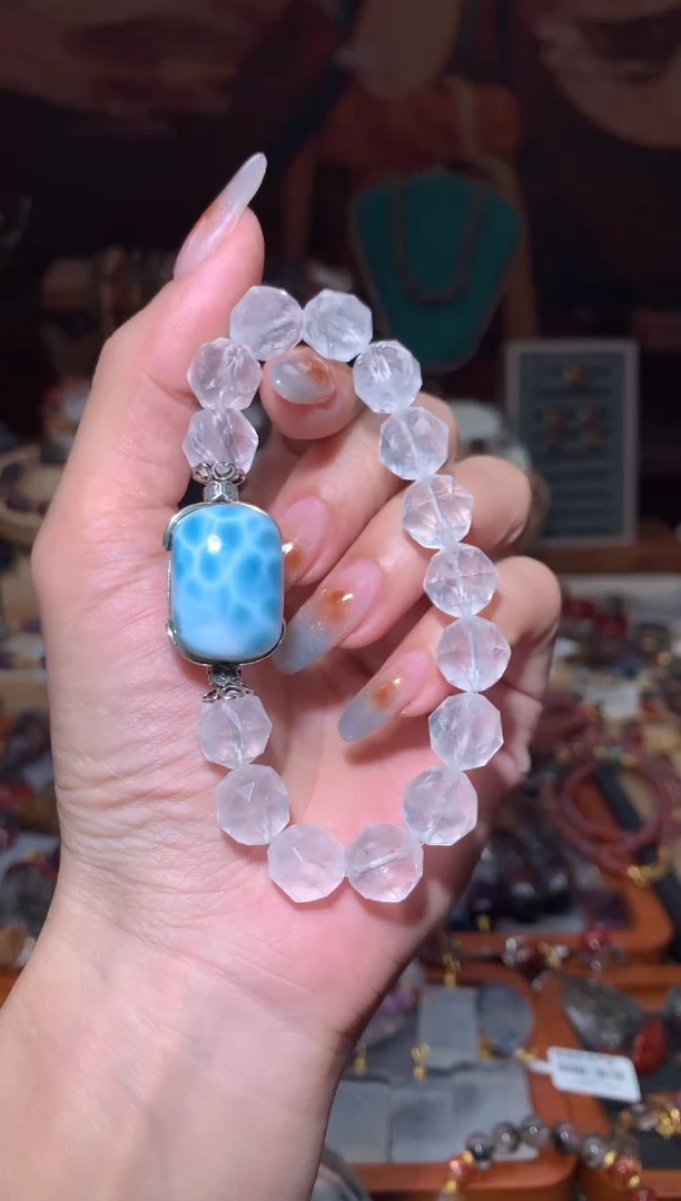 未镶嵌珠宝半成品水晶白幽灵海纹DIY手串