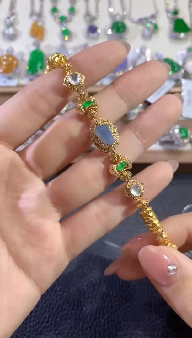 18K金镶嵌手链翡翠C30翡翠