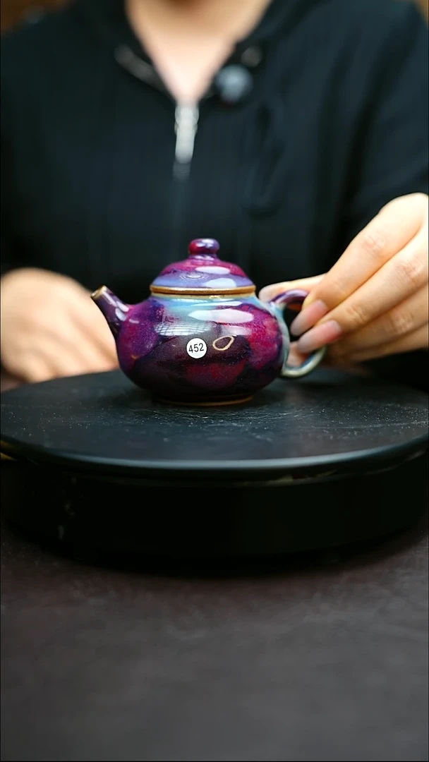 452#原矿钧瓷炉钧釉手把壶