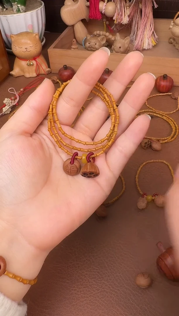 手串桃核三圈好运莲莲竹节跑环