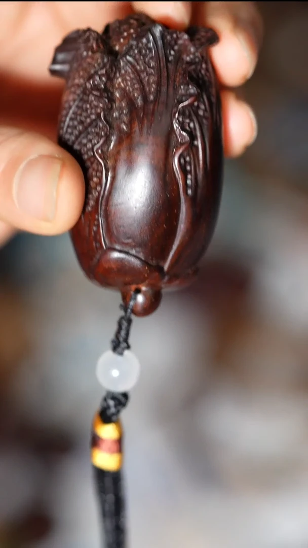 檀香紫檀（小叶紫檀）把件百方来财手把件/车挂