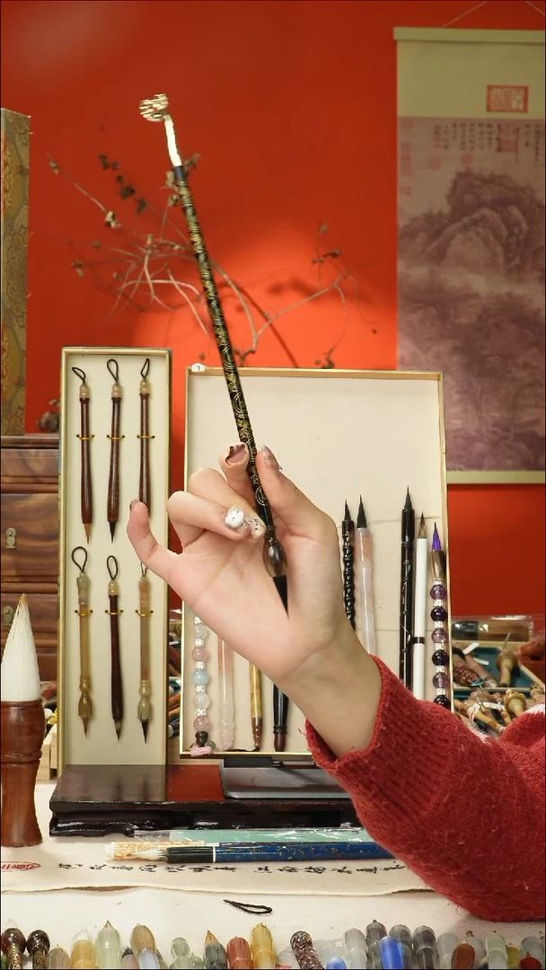 326号闪孤品高货毛笔链接 清水试笔 蘸墨不退