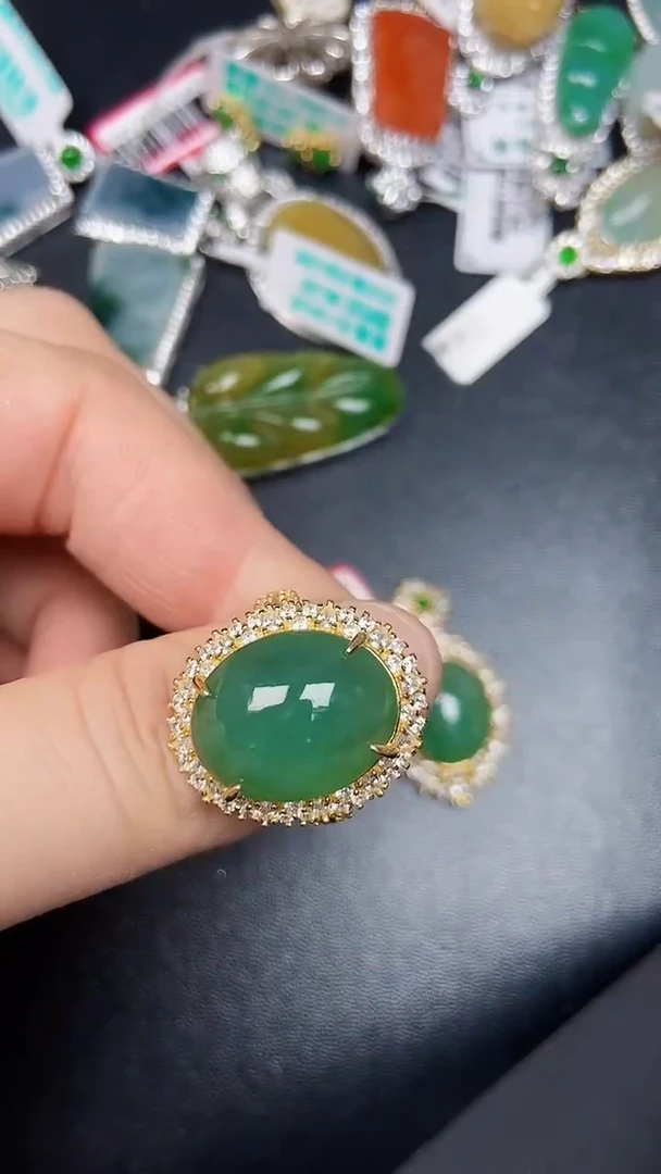 银S925镶嵌戒指翡翠2780