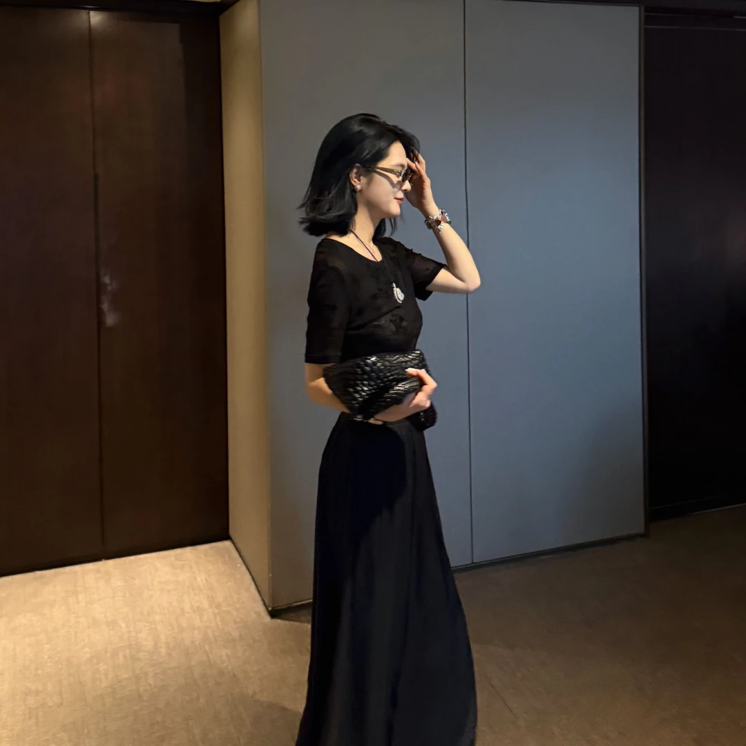 TheLOE/【黛染】精致复古提花圆领短袖上衣#05.03-G1952