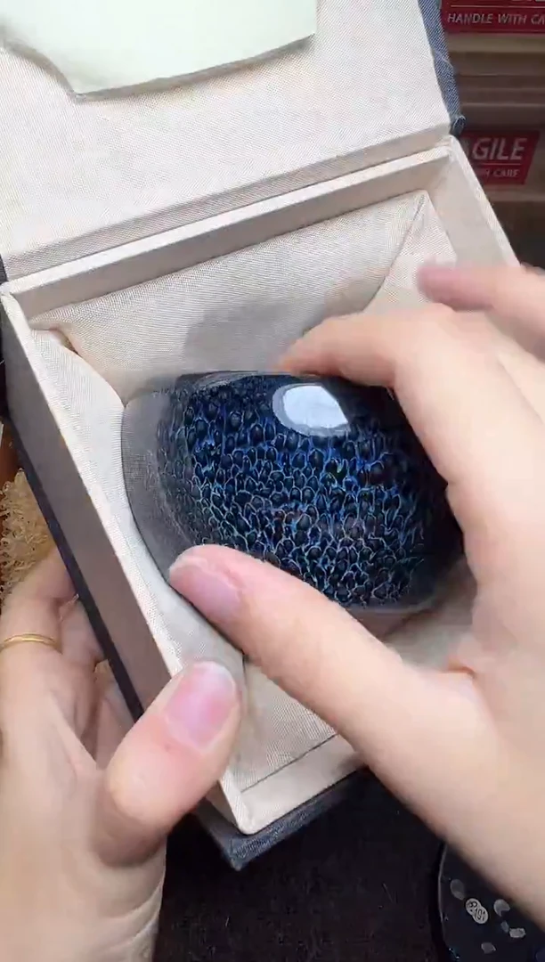 茶盏蓝孔雀 建窑建盏主人杯