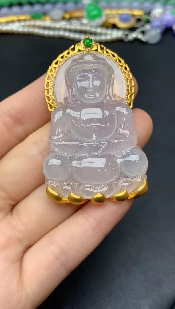 颈饰18K金镶嵌翡翠375-雪姐翡翠天天见