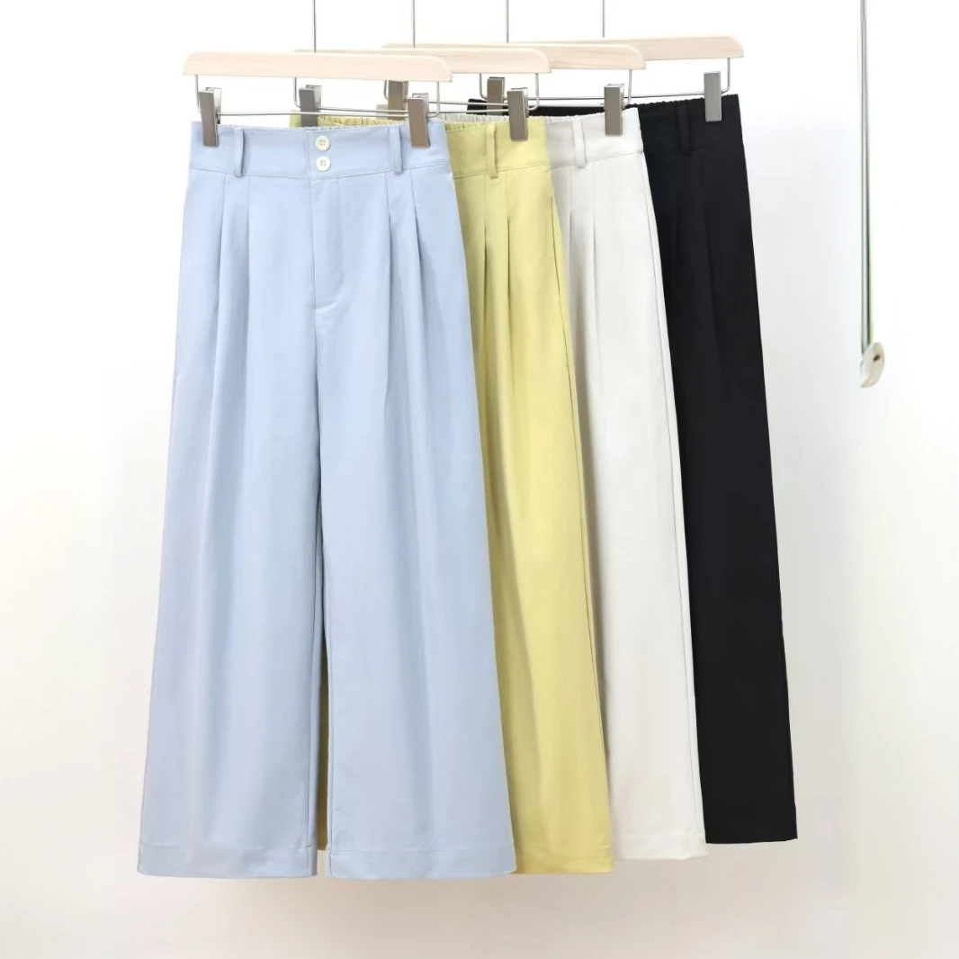 春季爆款休闲显瘦宽松百搭直筒九分阔腿裤