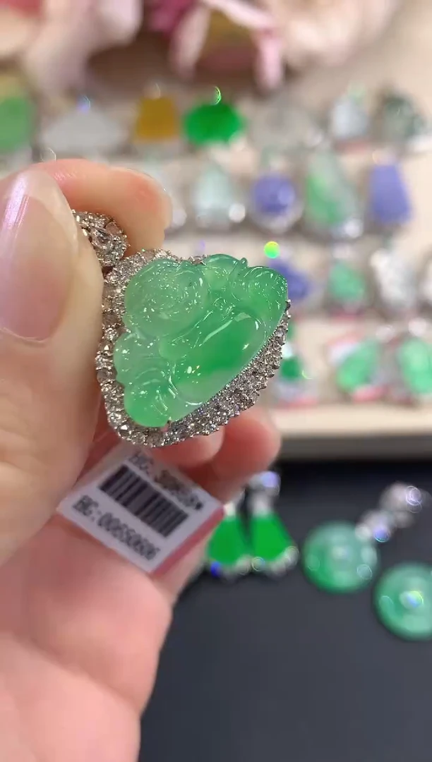 吊坠(不含链)18K金镶嵌翡翠d125