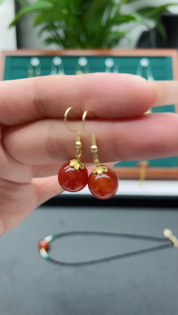 【闪购商品】玛瑙/玉髓耳钉合金1138龙鳞玛瑙