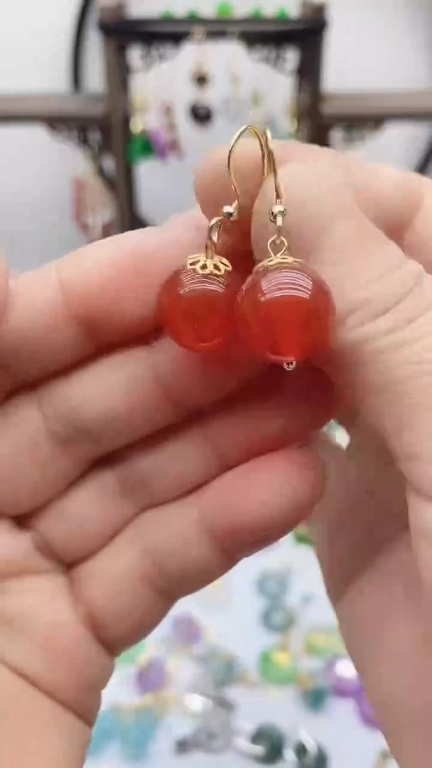 14K金镶嵌南红玛瑙耳饰39