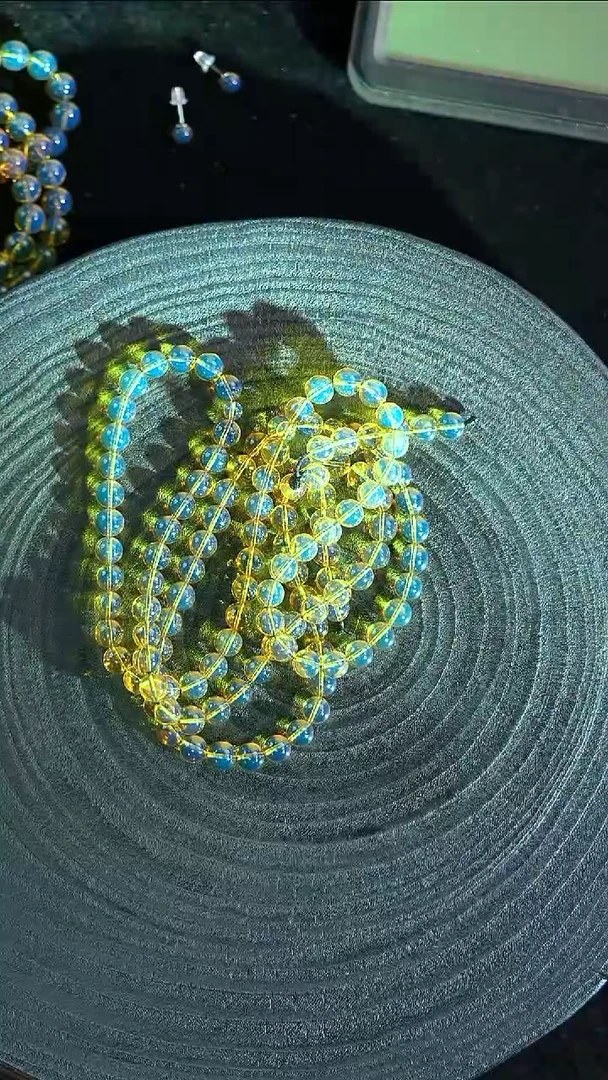 琥珀未镶嵌珠宝奇石7mm蓝珀108串