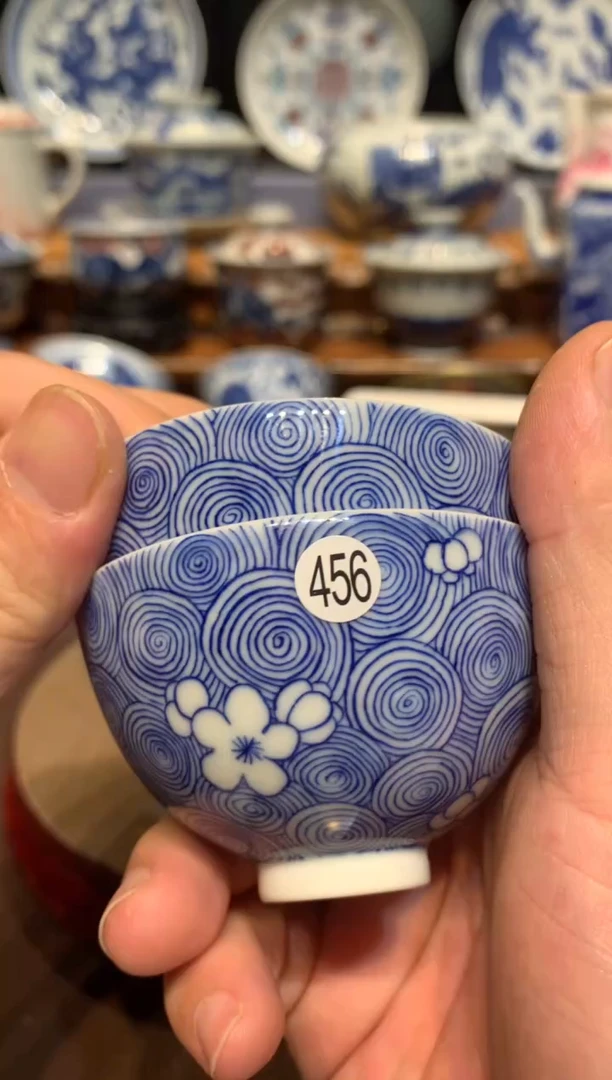?**谁456青花杯子一对fl116
