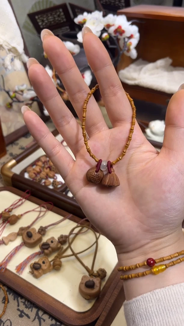 手串桃核【桃缘行】竹节「福气莲莲」桃核辟、挡、驱、护 备注手围