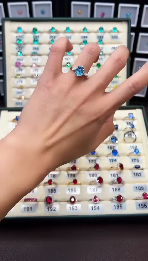 无925银轻奢蓝碧女神戒指