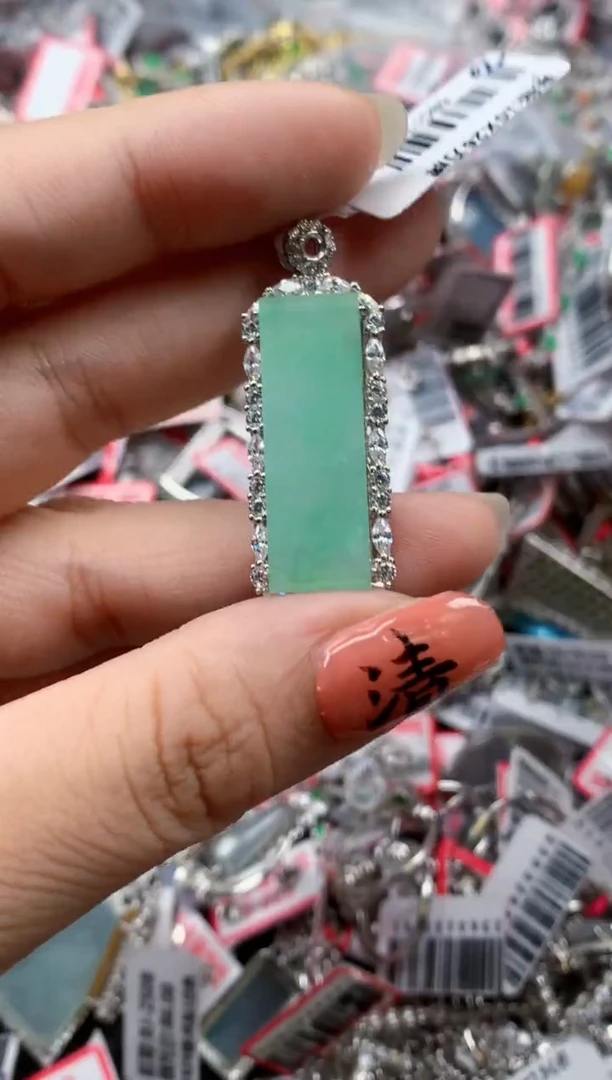 银S925镶嵌戒指翡翠天然A货缅甸翡翠