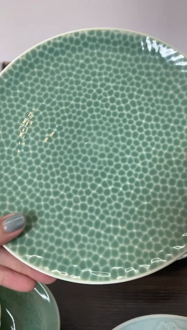 瓷片【天青】锤纹 【凹的】  一个