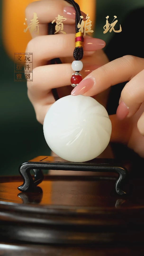 玉《蒸蒸日上小笼包》手把件摆件