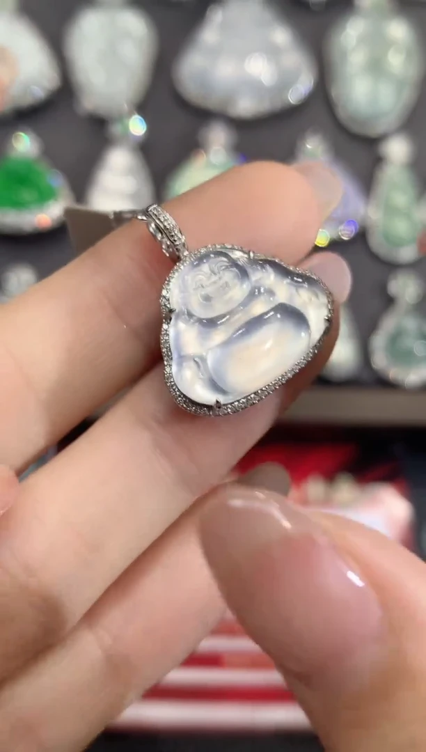 吊坠(不含链)18K金镶嵌翡翠A29翡翠 重拍