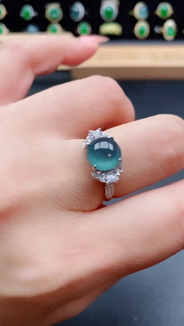 银S925镶嵌戒指翡翠1