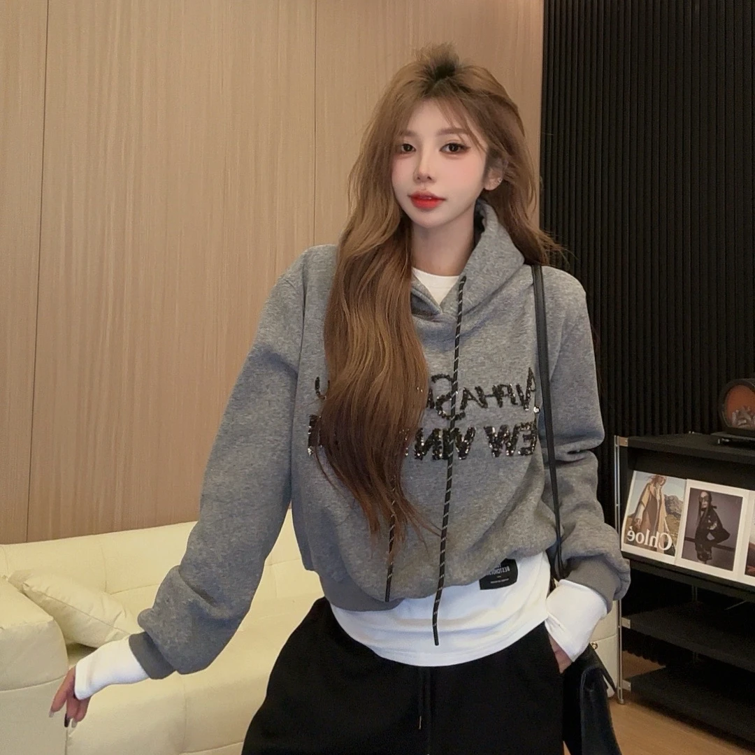 李馨儿【颗粒卫衣】网红时尚休闲连帽宽松韩版秋季气质春秋冬卫衣