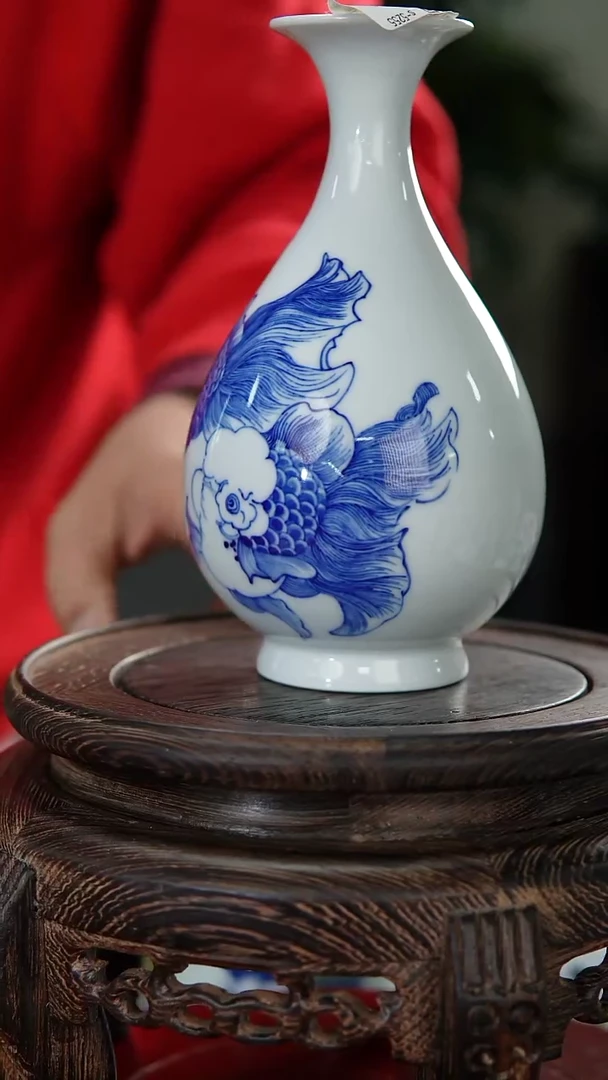 【闪购商品】016小王严选青花金鱼画片小赏瓶