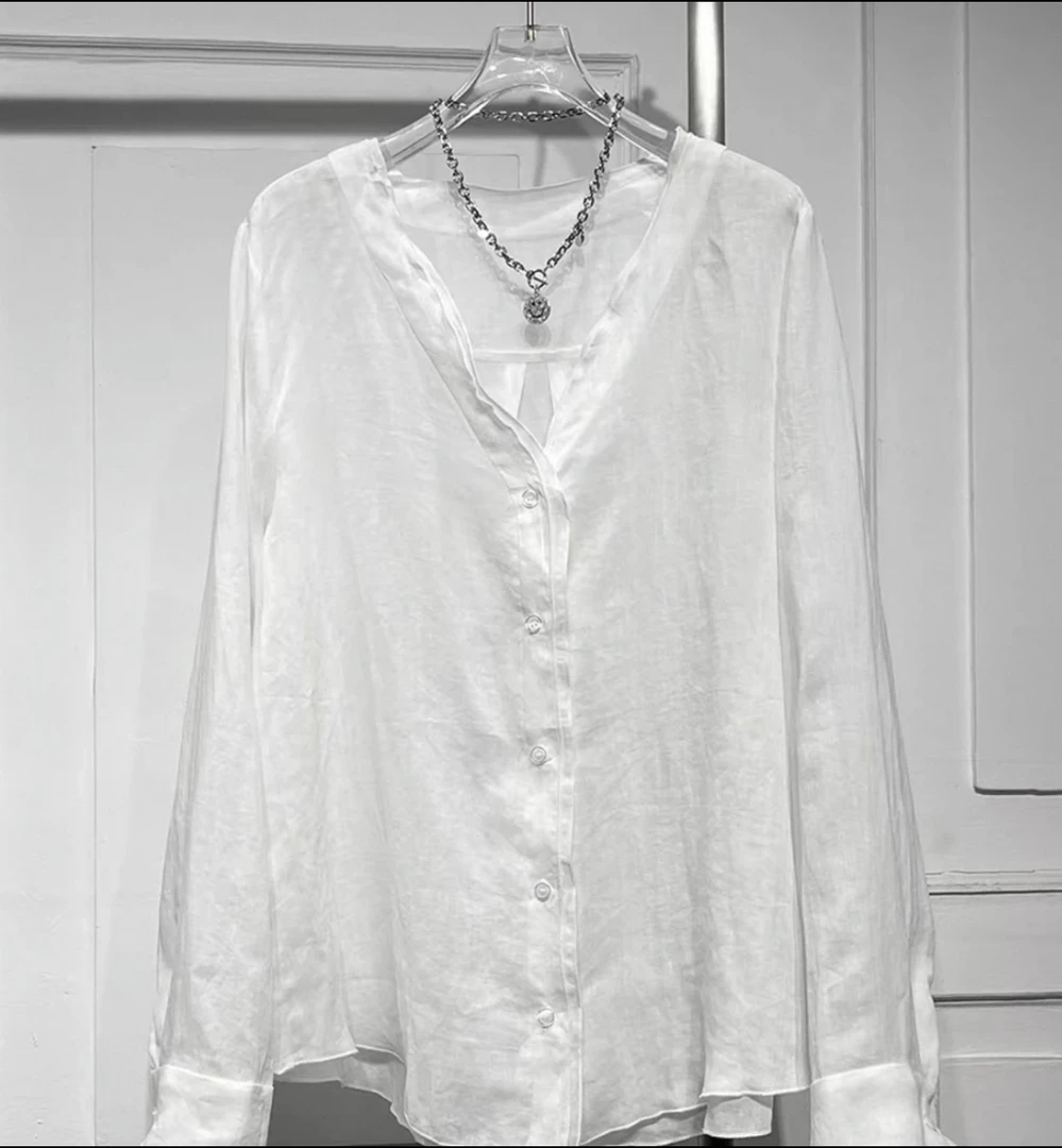 《有机汉麻》汉麻衬衣长袖透气成人宽松中式百搭纯色