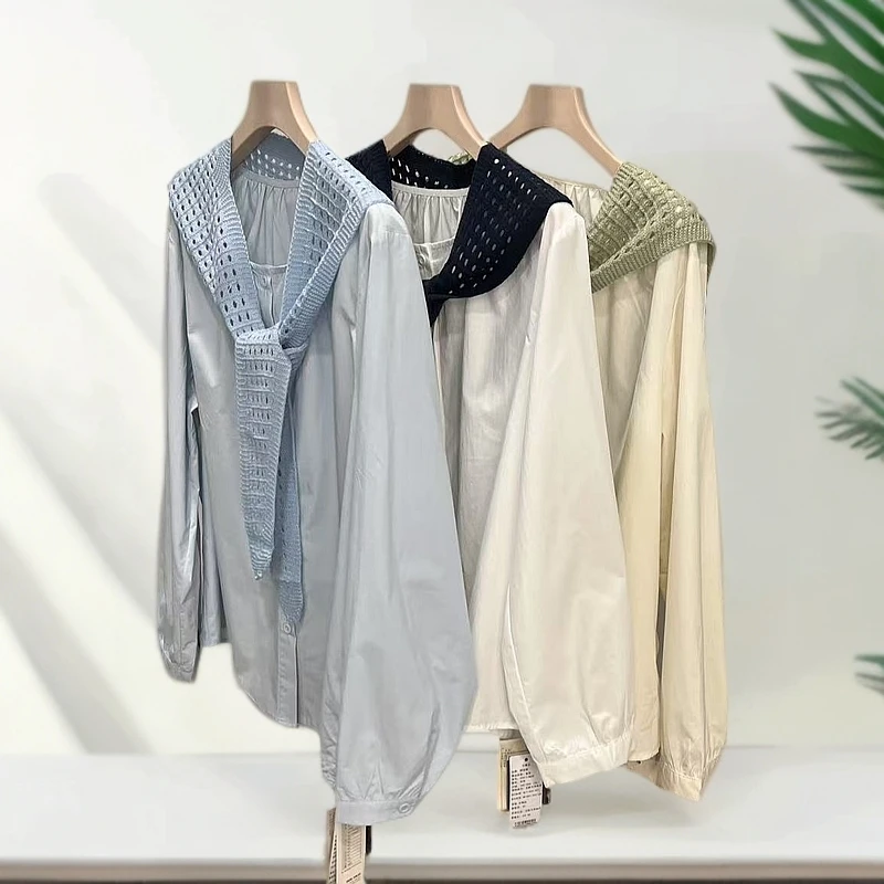 春夏18889镂空披肩长袖衬衣