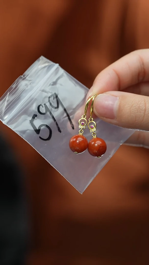 【闪购商品】南红玛瑙颈饰银S925镶嵌耳饰