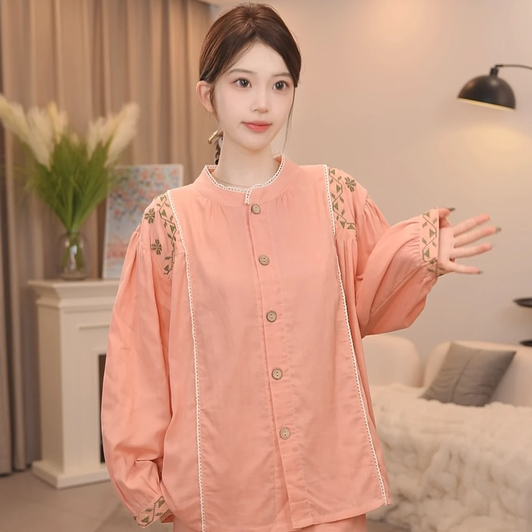 板栗小姐【瑾舟】新款女春秋甜美风高级家居服套装可外穿