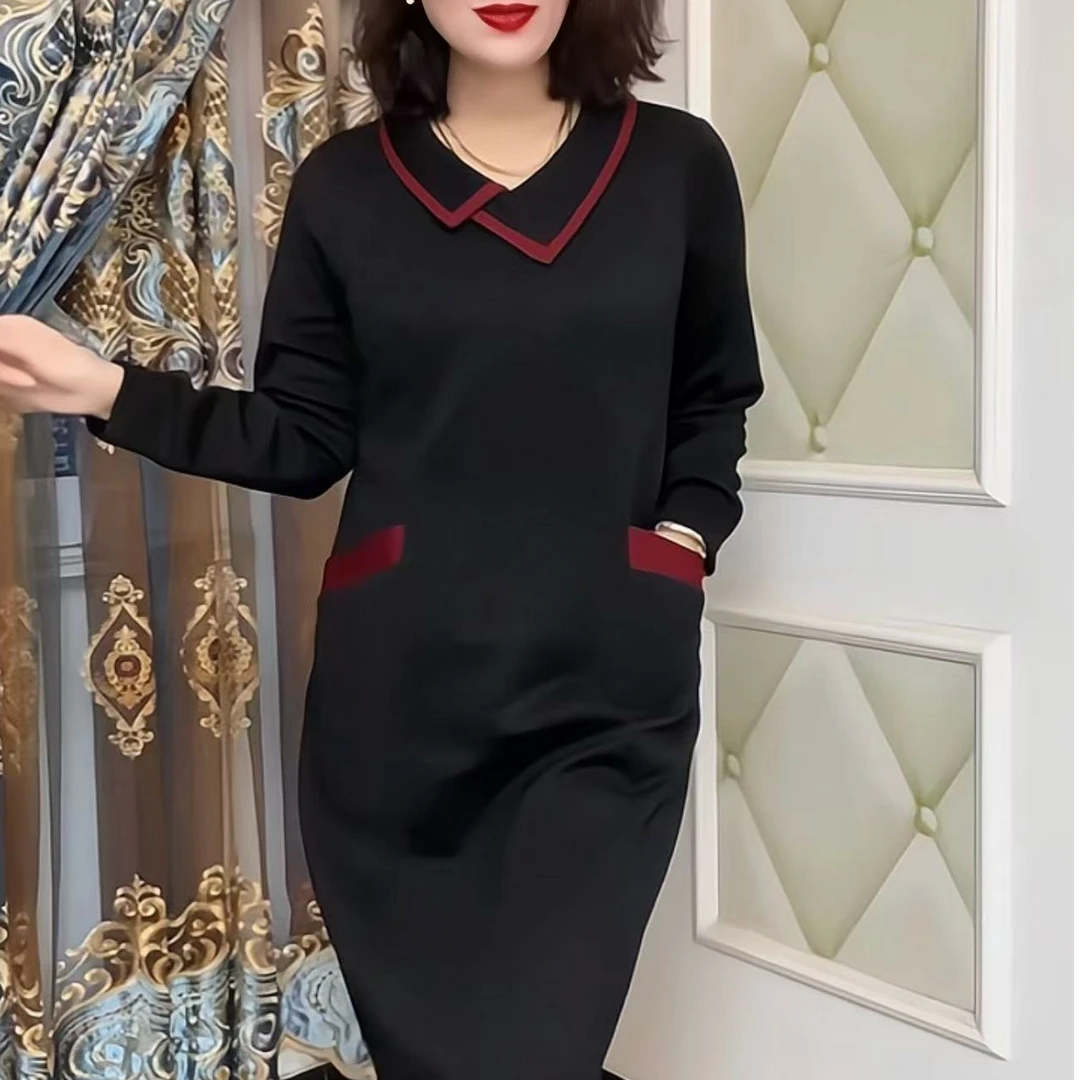 新款时尚娃娃领设计感气质百搭修身显瘦连衣裙