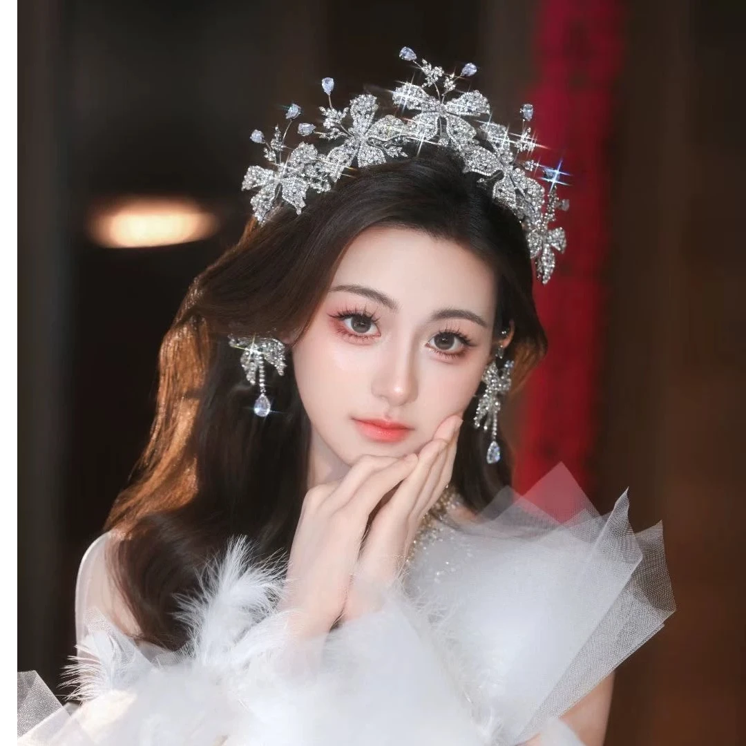 7056精致奢华韩系风水钻锆石款婚纱头饰气质款皇冠新娘头饰