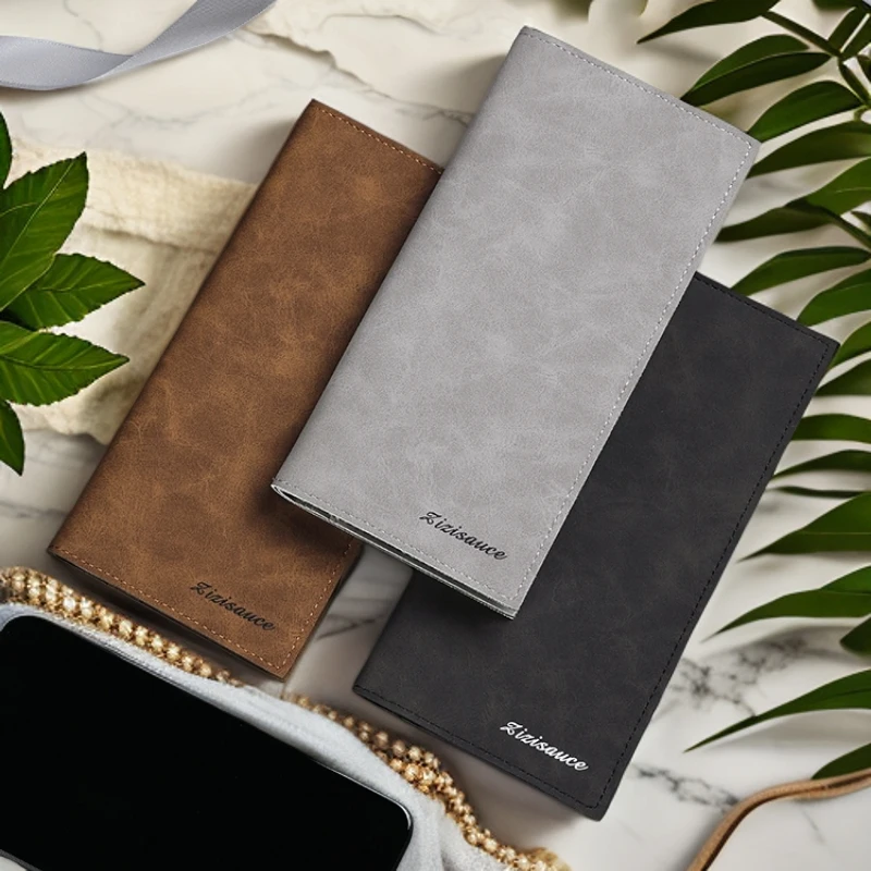 男士钱包纯色长款文艺风轻薄青年多卡位皮夹卡包学生卡包证件包