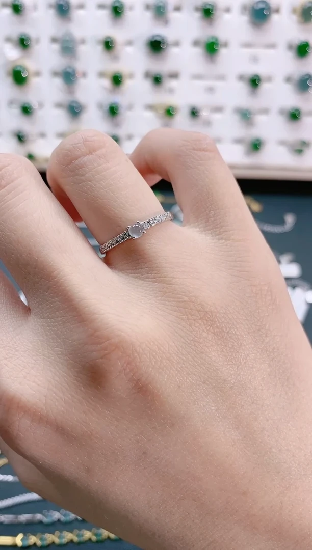 【闪购商品】翡翠戒指银S925镶嵌天然翡翠