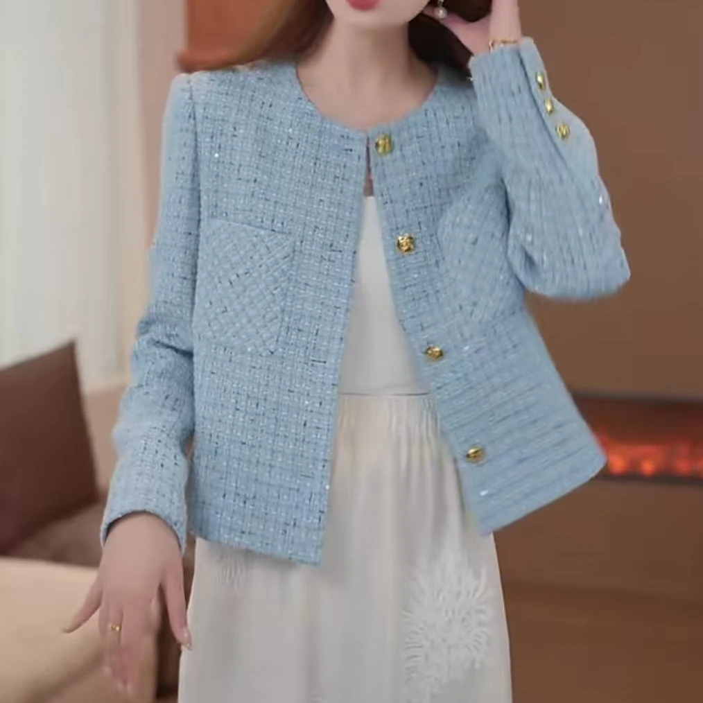 高级感小香风短款外套女装春季2025年新款时尚名媛气质粗花呢上衣