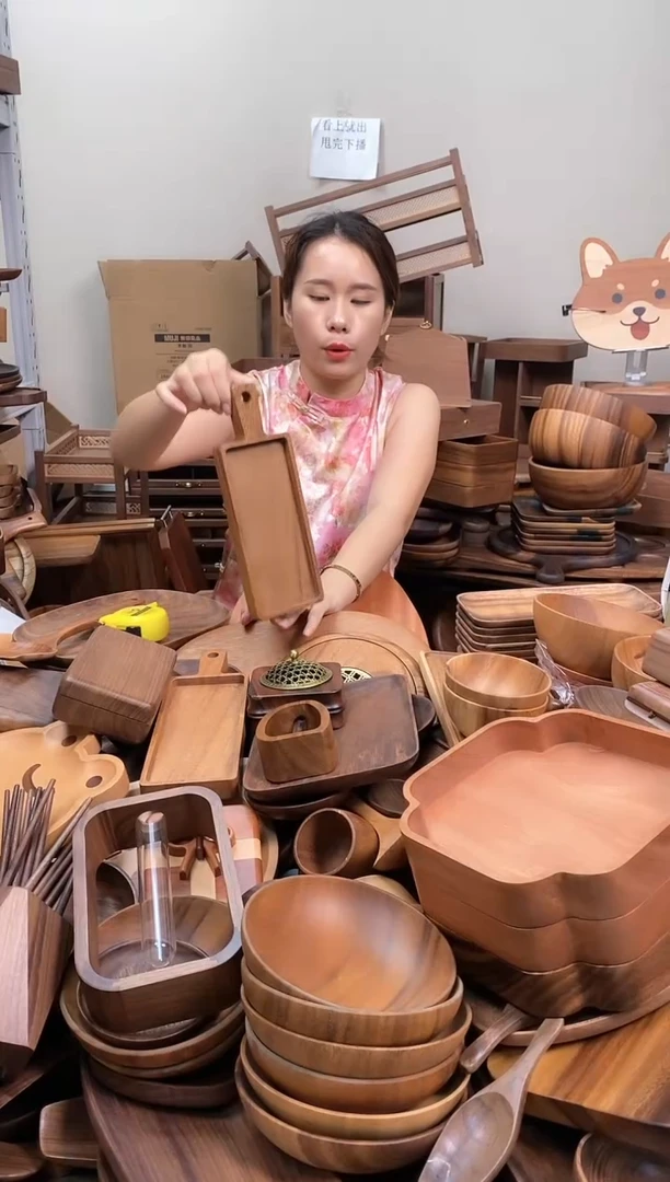 木  南美胡桃木带手柄点心盘26*9cm