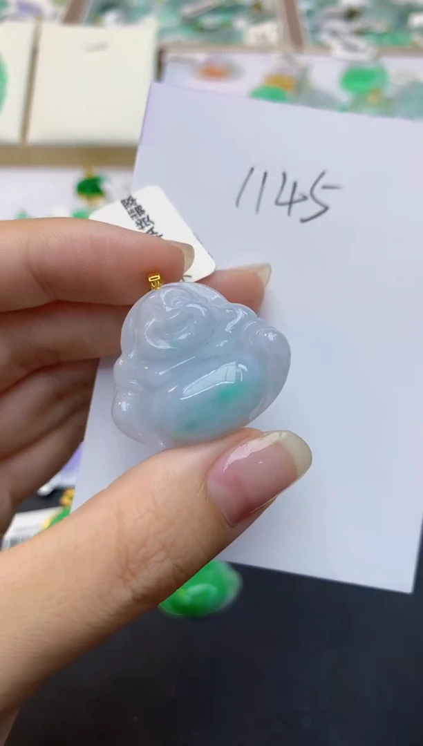 翡翠18K金镶嵌颈饰天然缅甸A货翡翠