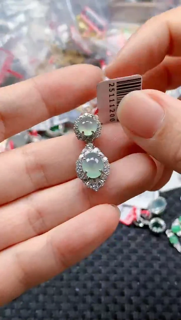 银S925镶嵌戒指翡翠天然A货缅甸翡翠