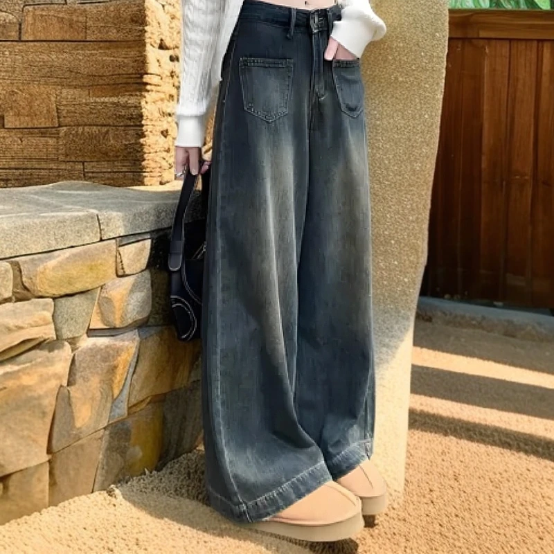 2025新款春夏季牛仔裤裤子女高腰阔腿裤直筒宽松显瘦阔腿牛仔裤