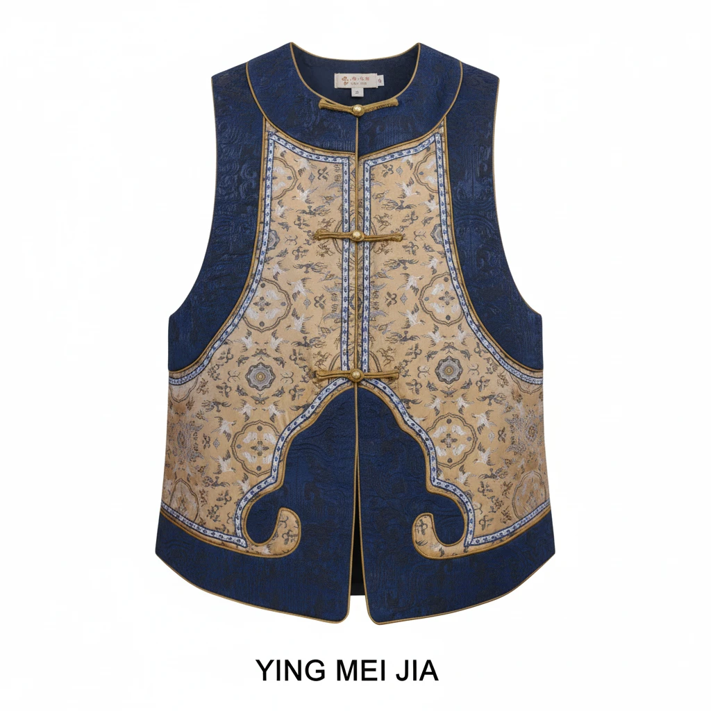 DY3417[藏蓝鎏金]非遗宋锦真丝马甲女新中式国风桑蚕丝汉服背心