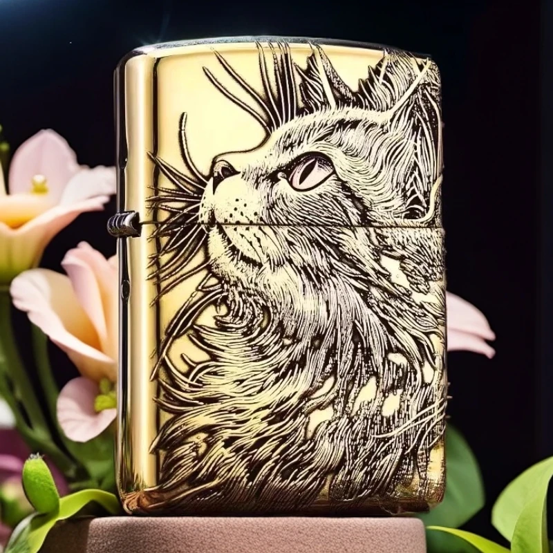 【老李推荐】zippo打火机仰望星空睡猫黄铜盔甲/1941复刻DYJ1
