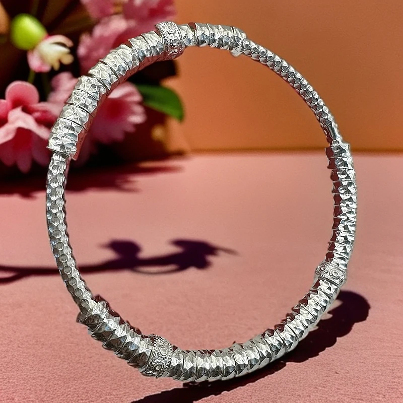 足银手镯 【精工】足银999.9盘缠闭口纯银手镯女新款中式时尚手环