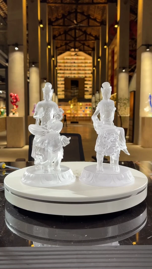 摆件净料文殊+普贤菩萨