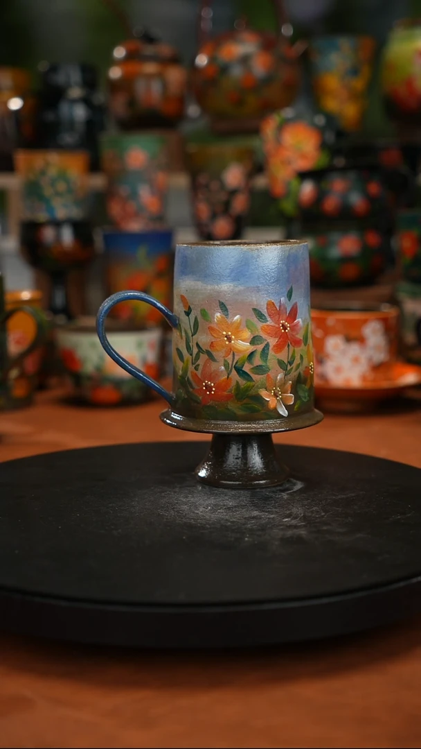 紫砂油画釉下彩手绘