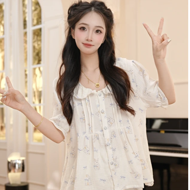 VINEEMAN【春日絮语】春夏款薄款套装新款套装三件套家居服